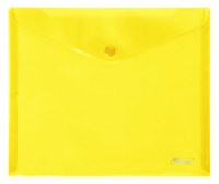 Папка-конверт Пластиковая на кнопке А5ф Hatber 180мкм Желтая   243х210мм ( без ед штрихкода)